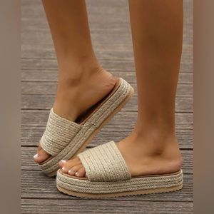 SHEIN- WomenEspadrille Flatform Slide Sandals